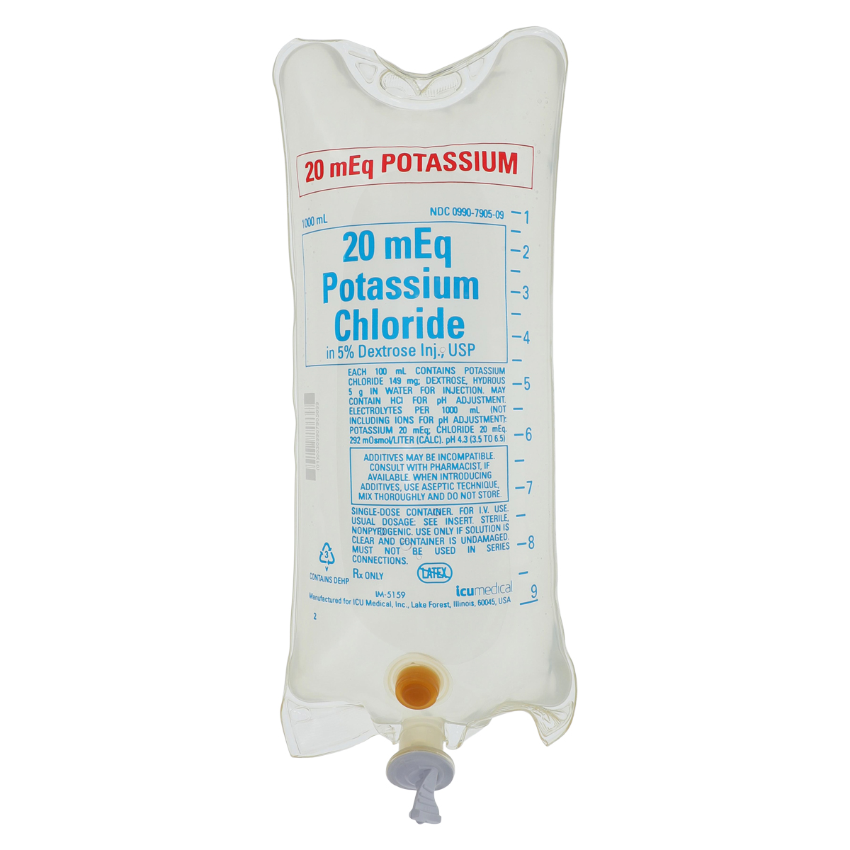 Potassium Chloride Injection Preservative Free Bag 1000mL 12/Package